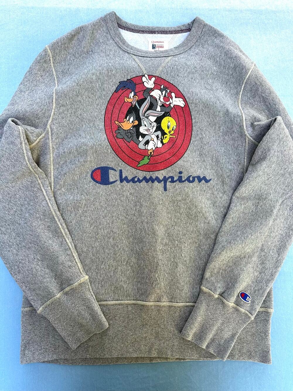 Todd Snyder Champion Looney Tunes Reverse Weave Crewneck Sweatshirt Gray L